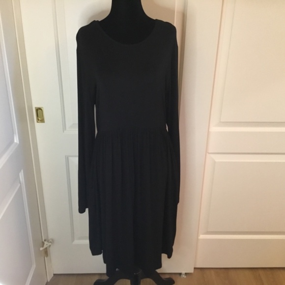 Women’s Causal Long Sleeve Midi Dress With Pockets - Picture 2 of 6